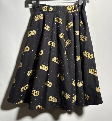 Star Wars Black Gold All Over Print A Line Skirt Womens XS Geek Dork Comic Con