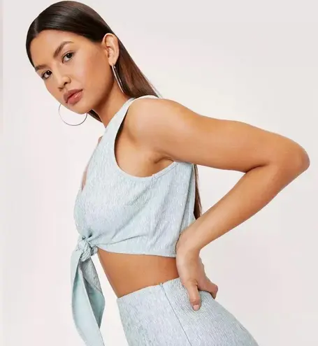 Nasty Gal NWT  Plisse Tie Front Top Mint