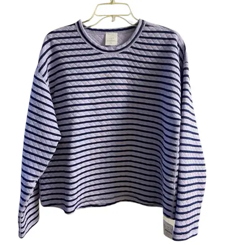 J.Crew  reversible crewneck sweatshirt quilted boxy lavender navy blue Medium NWT - Image 1