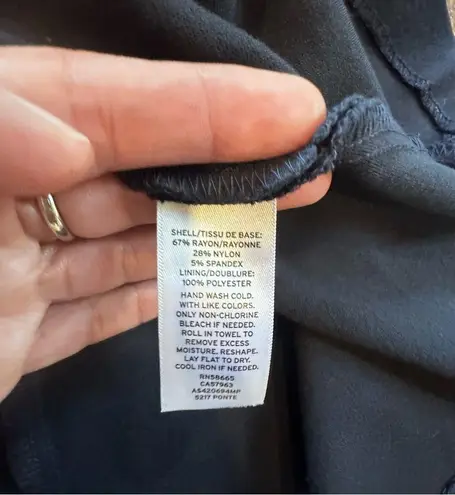 1901 Navy blue red bow a line fit flare long sleeve dress size 4P preppy 1096