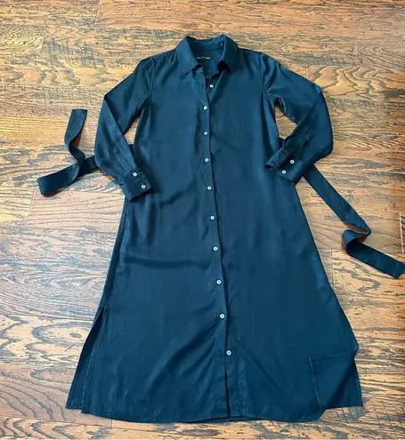 Banana Republic  Long Sleeve Tencel Midi Length Shirt Dress in Black Size XS