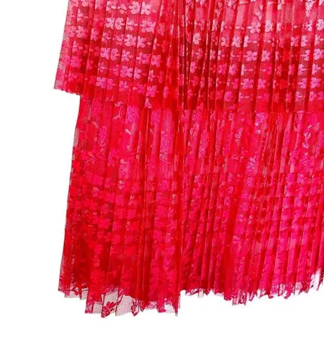 Maeve Anthropologie NWT Brighton Tiered Midi Skirt Ombre Lace Pink Tiered 8