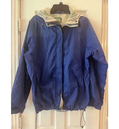 VTG LL BEAN FULL ZIP NYLON RAIN JACKET COAT WOMEN XL HIKING OUTDOOR LIGHTWEIGHT Blue