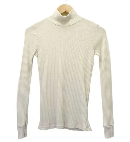 Baldwin Janie Ribbed Sweater in Creampuff Cream Fitted Mockneck Pullover Size XS White