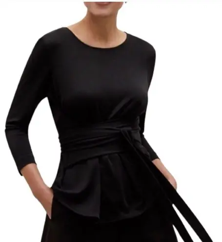 MM.LaFleur NWT, Walker 2.0 Top in Black Knit Crepe, Sz S