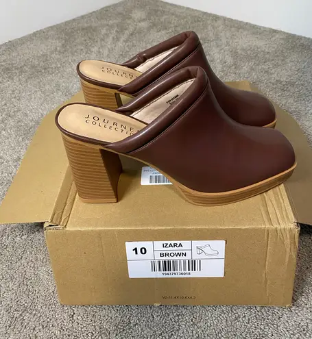 New Journey Collection Izara Brown Slide on Platform Mules Size 10