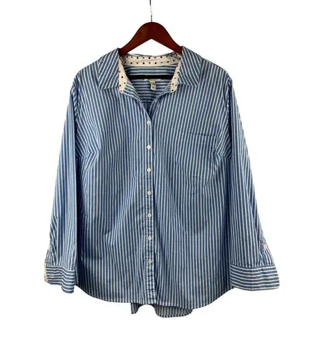 D&Co. Womens Striped Button