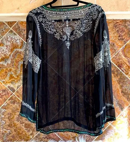 Graham Kandiah Kaftan Style Tunic Swimsuit Cover Up 100% Silk Size Small