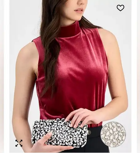 I.N.C. East West Embellished Small Minaudiere in Silver Metallic, NWT