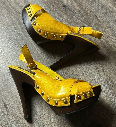 Yellow Slingback Heels by Shes Collection Size 5.5