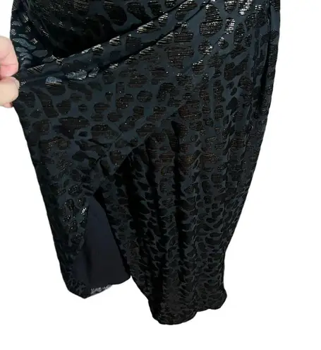 IRO Bexly Leopard Metallic Asymmetrical Midi Dress One Shoulder Black FR42 US10