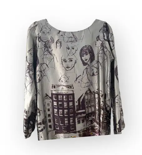 Desigual š¤ Faces Graffiti Print Shift Dress š¤ Silver Multicolor City Print š¤