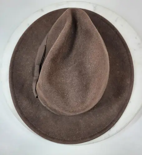 Indiana Jones Brand Wool Hat Mens Small Brown Stylish Bow Ribbon Band 12" Fedora