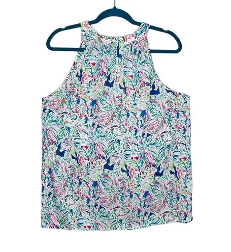 Anne Carson NWT 100% Rayon Colorful Floral Sleeveless Blouse