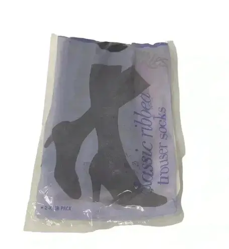 SILKIES WOMENS TROUSER SOCKS TWO PAIR PACK ONE SIZE REGULAR BLACK CLASSIC RIBBED