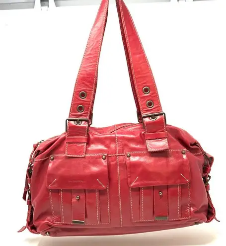 FRANCESCO BIASIA red leather motorcycle bag, made in Italy