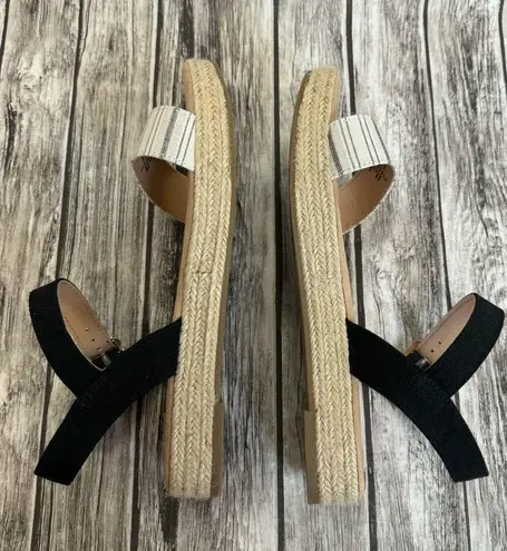 Old Navy  Women's Espadrille Platform Sandals 10 Beige White Black Buckle Straps