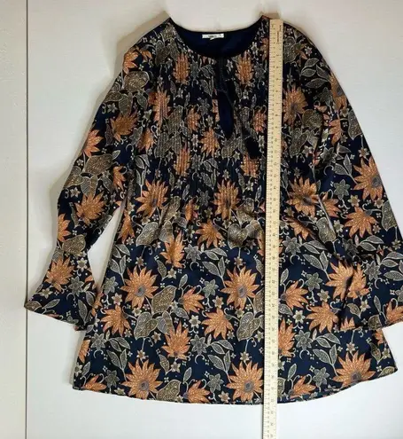 Tularosa  Women Audrey Floral Mini Bell Long Sleeve Dress Navy Orange Sz S | Boho