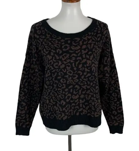 Free People  Sweater XS Brown Black Animal Print Boho Grunge Indie Soft Trendy - Image 1