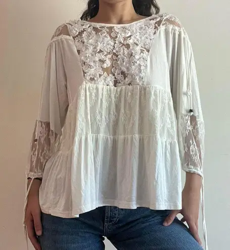 boho blouse lace no size tag White Size L