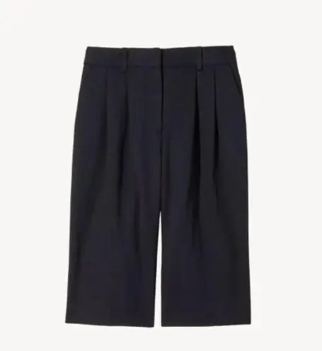 Nili Lotan Ella Pleated Virgin Wool Shorts Black Womens Size 2