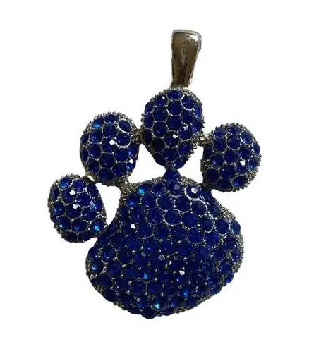 Pet Lover Paw Print Necklace Rhinestone Statement Pendent Silver Plated u Jewelr