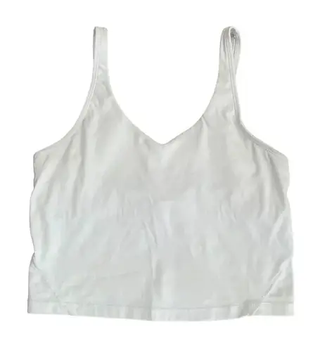 White Cropped Boxy Sporty Yoga Womens VNeck Tank Top Sz S