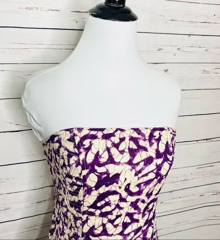 Moda VINTAGE International Purple Tie Dye Strapless Mini Party Dress Size XS