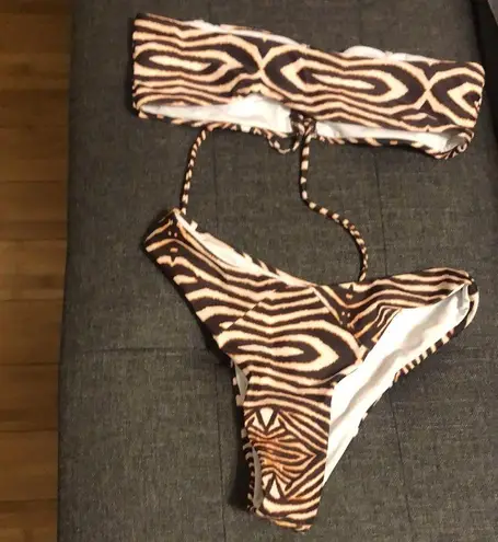 SheIn  Animal Print Bikini Set Brand New Tan/Brown Women’s Size Small