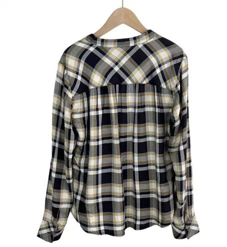 Michael Stars Plaid Popover Shirt Black, Yellow, White Size XS