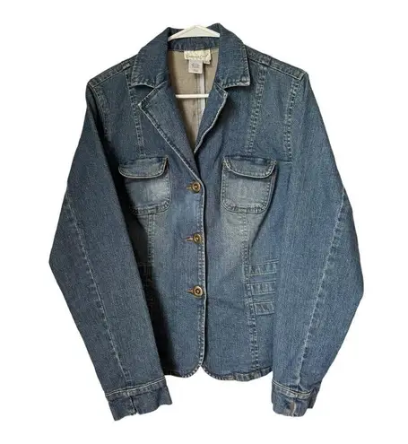 Coldwater Creek Denim blue blazer jacket 3 button closing by size Medium