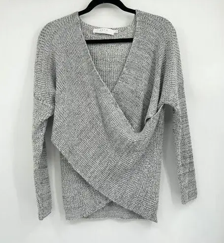 ASTR  The Label Gray Surplice Wrap Front Sweater Size Medium M