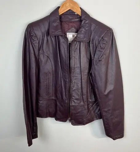 Florence Tanners‎ Leather Jacket 11/12 Women Maroon Biker Zip Up Optional Lining Red Size undefined