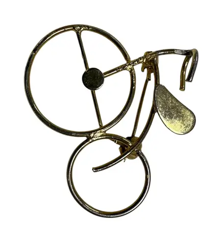 Vintage Gold Tone Bicycle Brooch Pin Miniature Bike Jewelry