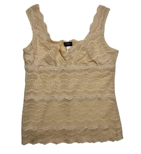 Cosabella Vintage Tank Top Medium Made in Italy Beige Tan Lace Knit Babydoll Y2K