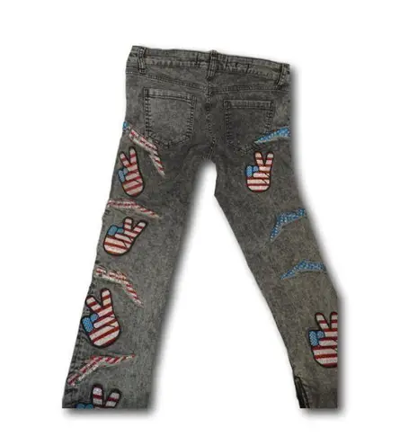 PHILIPP PLEIN Illegal Tight Club Crystal Skinny Jeans Stiletto Grey Size 26 NWT Gray