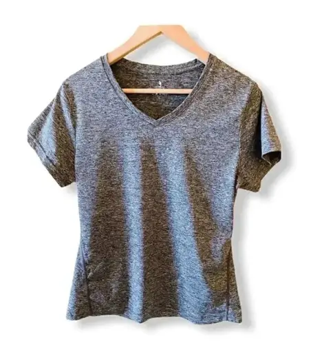 icyzone V-Neck Gray Running Athletic Workout Short Sleeves -Shirt SZ L