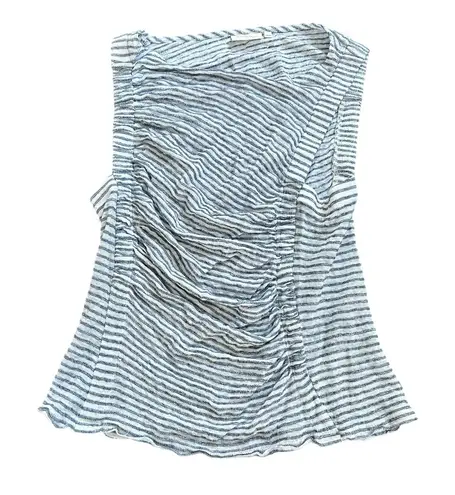Deletta  Blue and White Striped Tank Top Cotton Linen Blend Large - Image 1