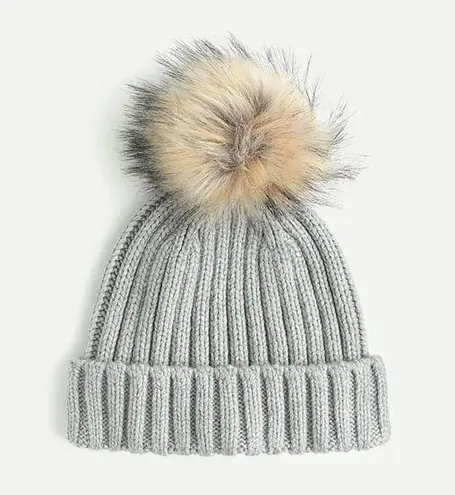 J.Crew  Ribbed pom-pom beanie in Heather Ash Gray - new with tags!