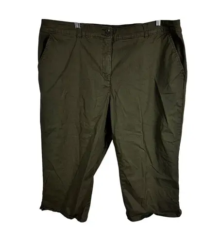 Karen Scott Plus Size 20W Olive Green 98% Cotton 2% Stretch Cotton Spandex