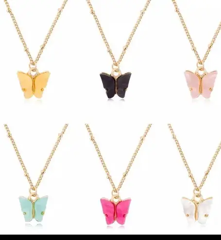 Boutique Gold Color Alloy Necklace Cute Butterfly Pendant Accessories For Girl Adjustable Sweet Style Chain Necklace Jewelry