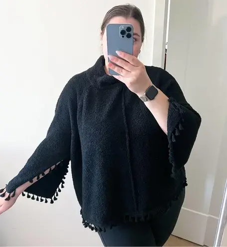 Ethyl Black Fuzzy Soft Pullover Sweater With Tassel