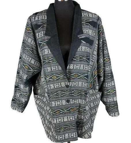 Vintage Thai Silk Handmade Art to Wear Jacket Oversized One Size 100% Silk Aztec