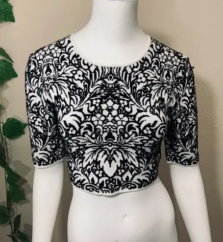 BCBG Maxazria Floral Sweater Crop Top