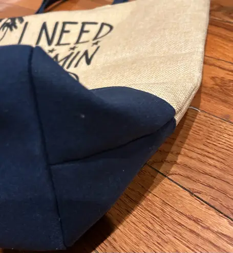 Bon Voyage NWT Starboard Tan and Blue Canvas Beach Tote Bag