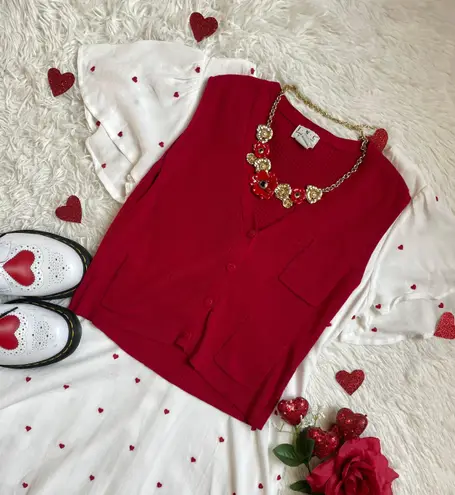 INC Vintage petite red three pocket vest