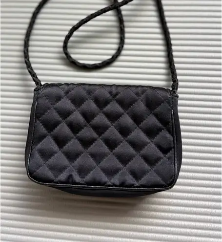 Chic Jay Herbert New York quilted satin mini crossbody bag. Black