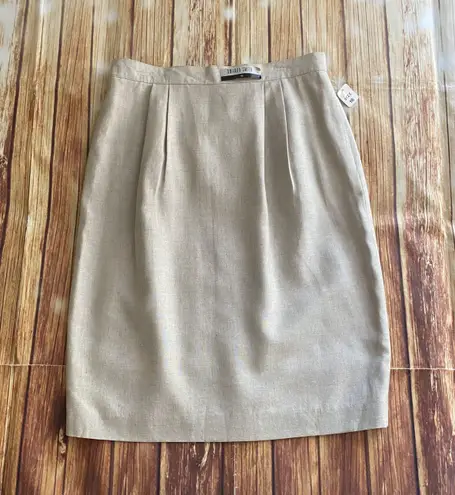 Amanda Smith Women's Vintage Pleated Straight Skirt Beige Size 16