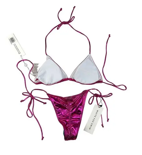 White Fox Boutique  - Rancho Mirage Bikini Top & La Joya Bottoms in Metallic Pink