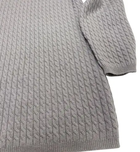 TSE Pure Cashmere Crew Neck Long Sleeve Cable Knit Sweater Grey size Small